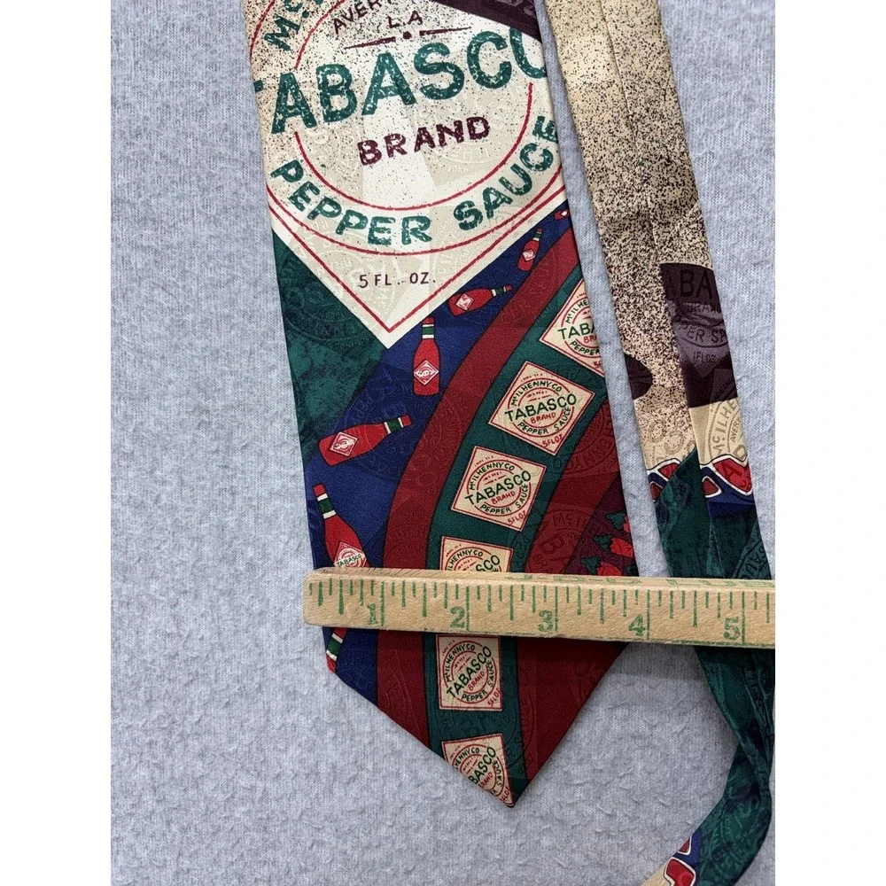 Tabasco Tie Mens Multicolor Hot Sauce Chili Peppers Silk Necktie USA Novelty‎
